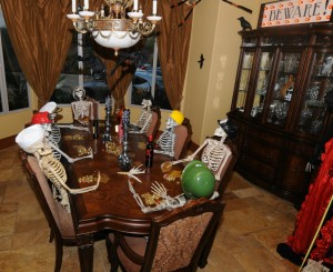 Spooky dinner guests at the Elliot home (Photo: David Hopley)